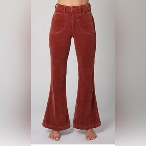 NWT Rust Colored High Waist Corduroy Rollas Wide Leg Pants size 25